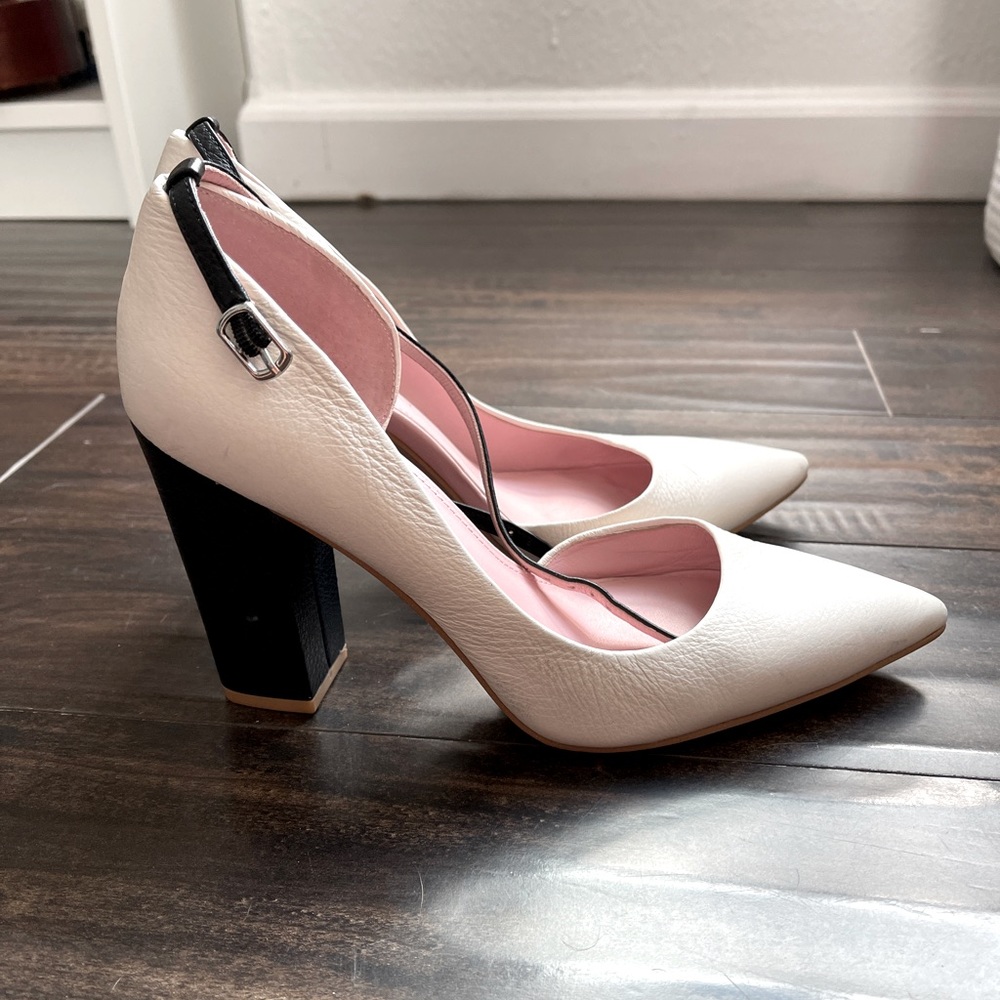 Shoes of Prey White d’Orsay Pumps w/ Ankle Strap